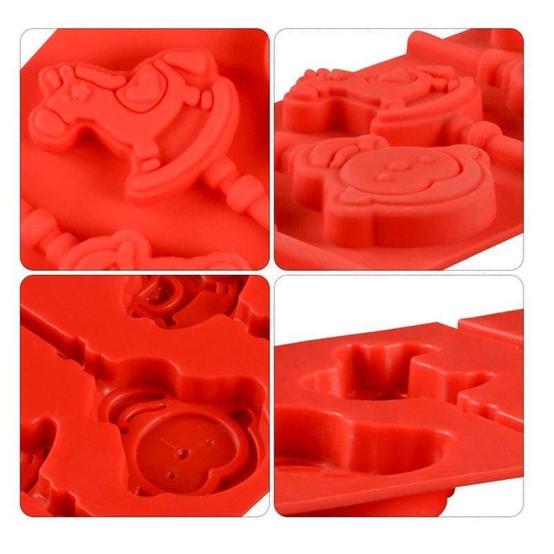 8 Cavities DIY Molds Wooden Horse & Monkey Shaped Fondant Mold Silicone Material