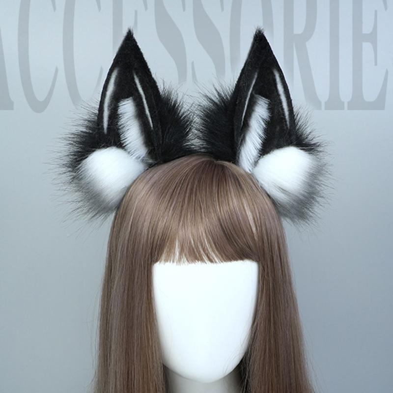 Simulation Wolf Ear Lolita Plush Hair Hoop Headband All-match Outdoor Activities