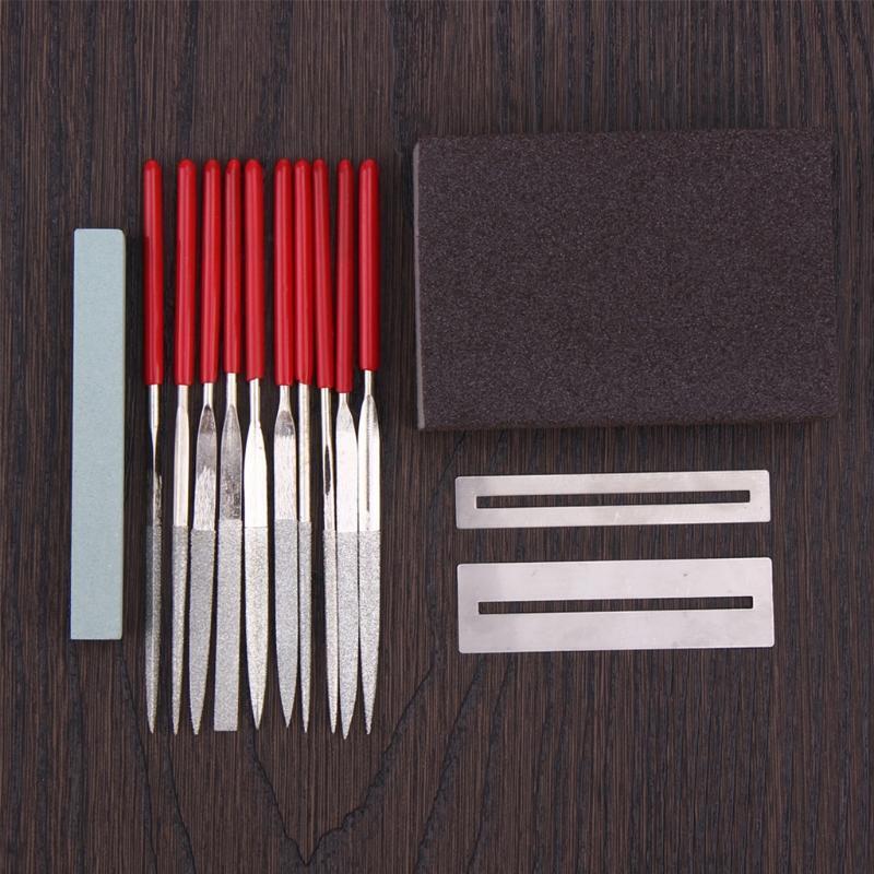 14pcs Guitar Instrument Repair Tool Kit Grinding Stone Sponge Frets Nut File Set