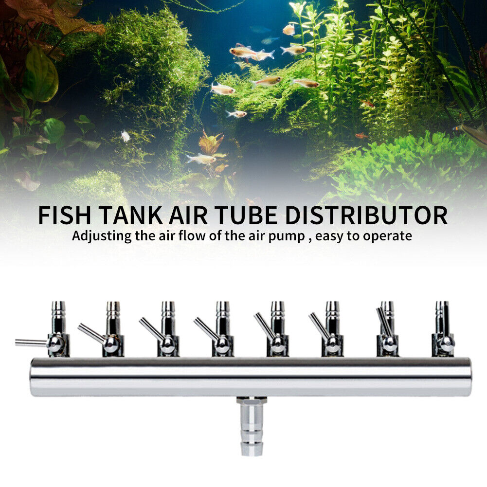 Air Oxygen Pump Aquarium Fish Tank Stainless Steel Splitter Hose (8 Ways)
