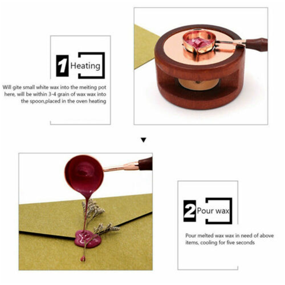 Wood Handle Warmer Furnace Stove Pot Wax Seal Stamp Melting Spoon Tool