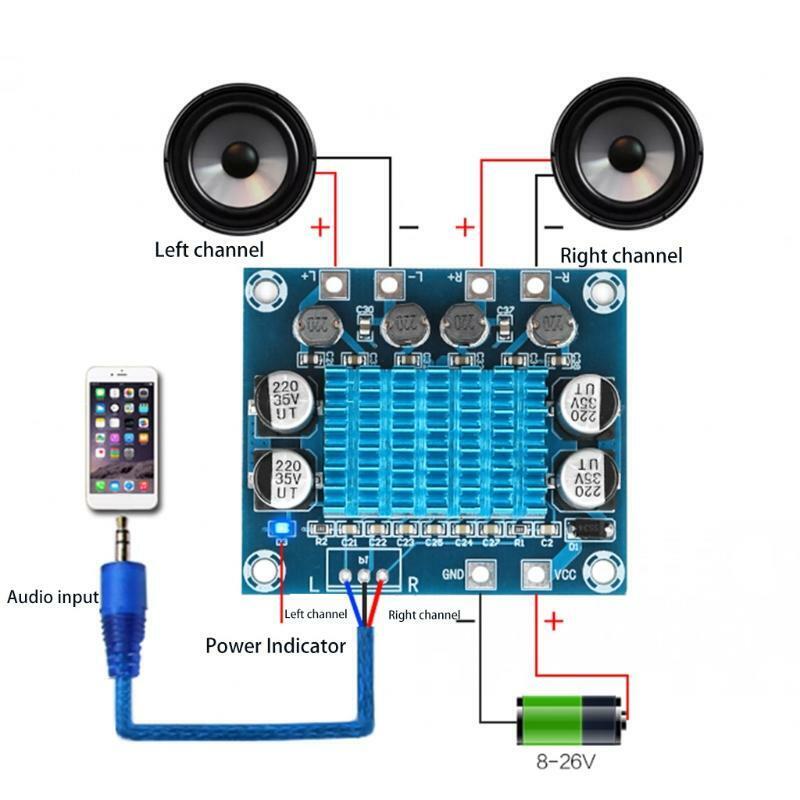 XH/A232 Stereo Digital Power Amplifier Board DC 8V-24V 3A 30W+30W 2.0 Channel