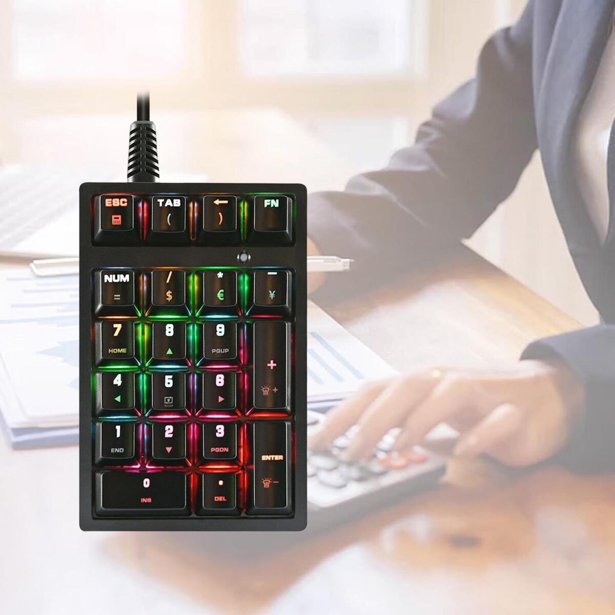 K21 Wired Mini Mechanical Numeric Keypad 21 Key RGB Tablet Accounting Laptop