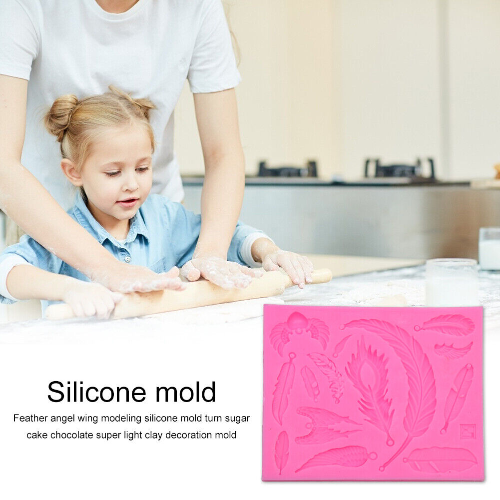 DIY Silicone Feather Wing Crystal Drop Mold Fondant Dessert Making Mould