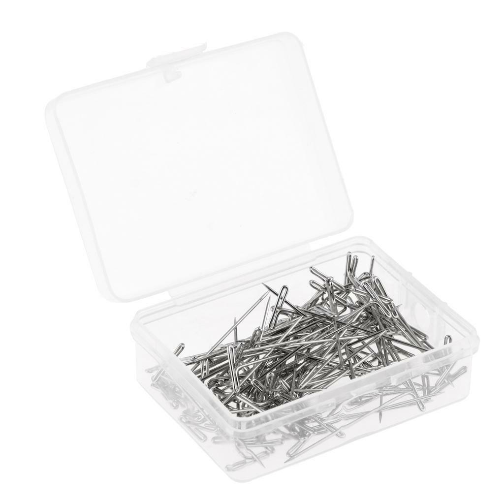 100 Pieces Stainless Steel Styling T Needle  for Fixing Wigs Dress