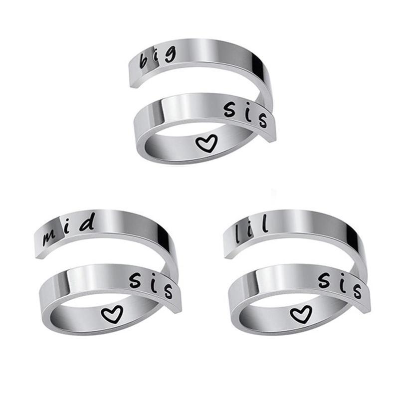 3Pcs Engraved Thin Finger Opening Rings Sisters Rings Adjustable Female Jewelry