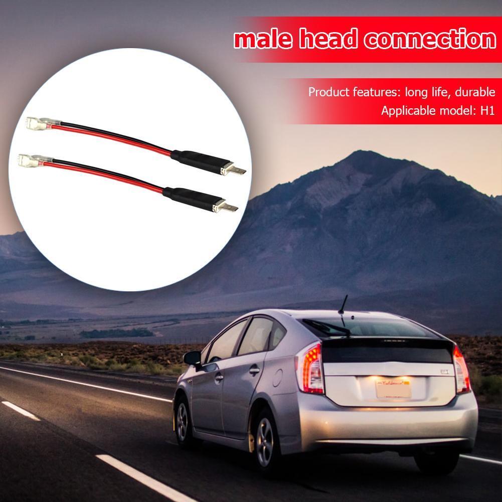 2x H1 LED Headlight Wiring Harness Male Plug Single Diode Converter Cables 