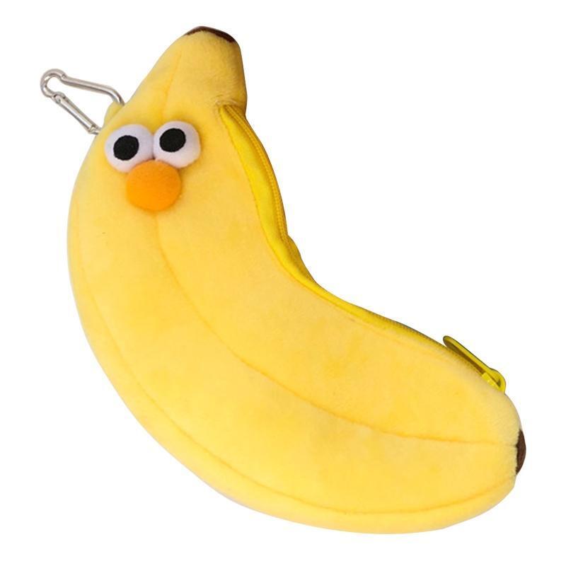 Cartoon Banana Pen Pouch Plush Pen Bag Large Capactity Pencil Case Makeup Pouch