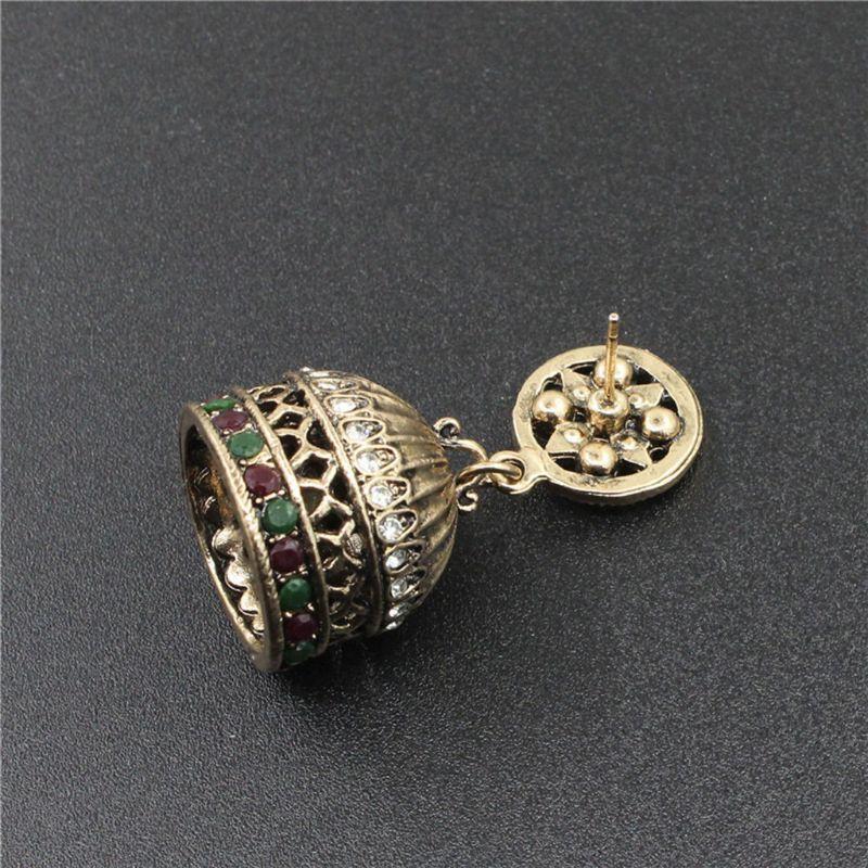 Ethnic Bali Jhumka Jhumki Brocade Crystals Mexico Gypsy Dangle Earrings Jewelry