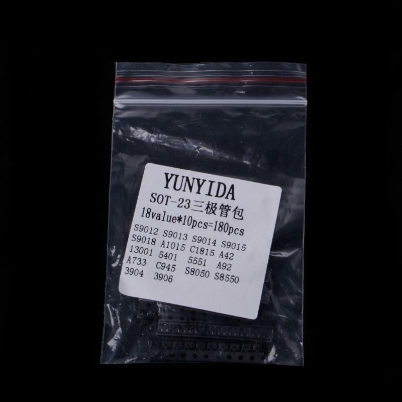 180X 18 Values SMD Transistor Assorted Kit SOT-23 2N2222 S9013 S9014 S9015 S9018