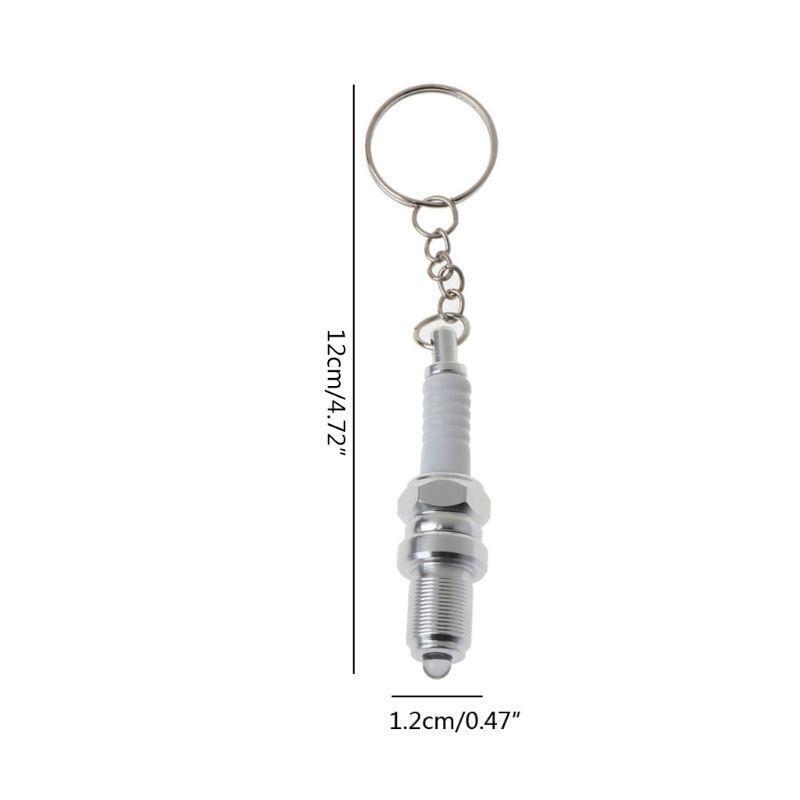 Spark Plug Shaped Pendant Key Chain LED Flashlight Keyring Gift for Friends