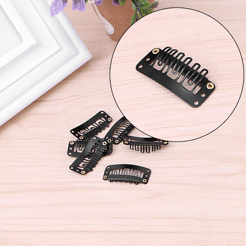 40 Pcs 32mm Black U Shape Snap Metal Clips For Hair Extensions Weft Clip-on New