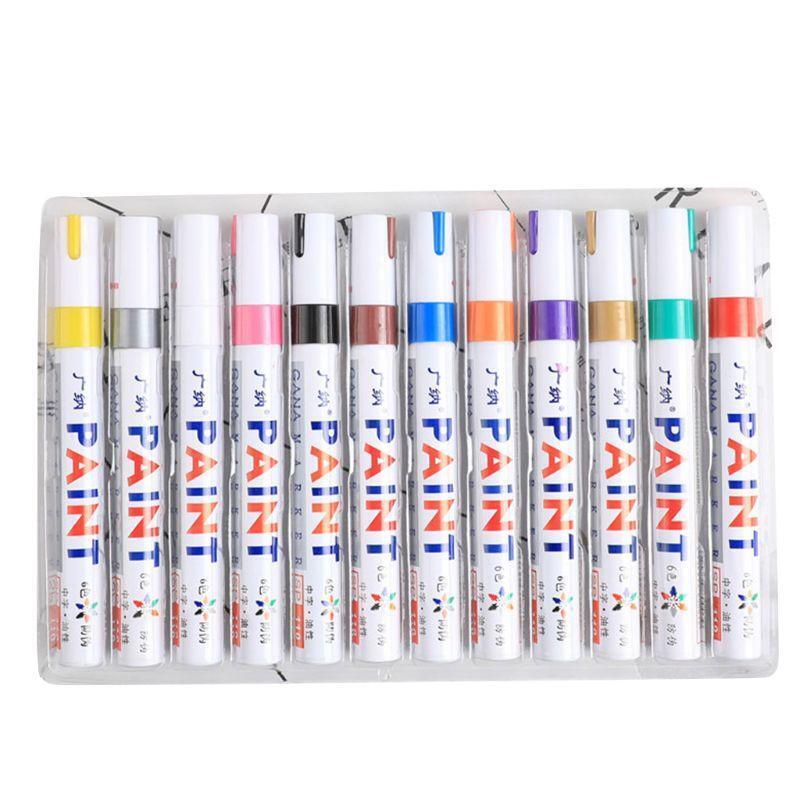 12PC Oil-Based Paint Markers Pen Quick Dry Bright Color for Photo Album Graffiti