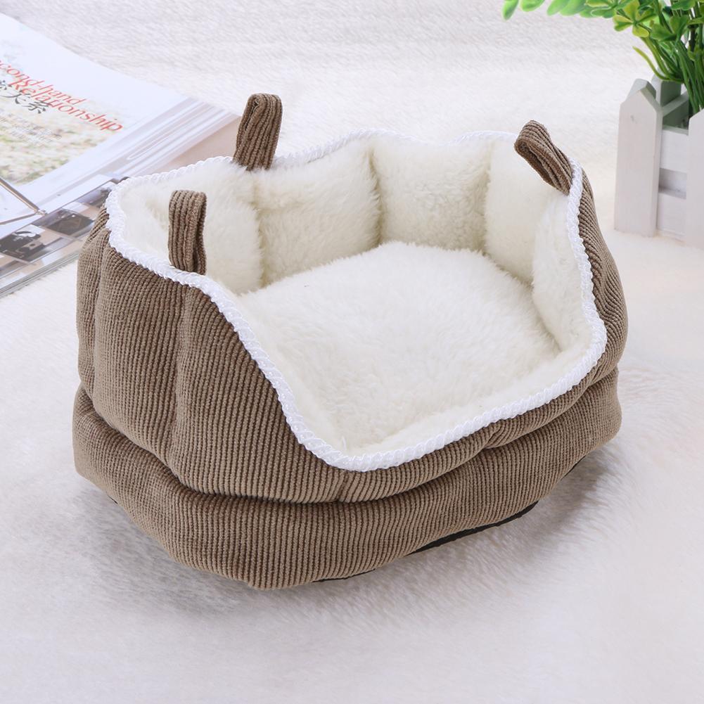 Animal Winter Warm Bed House Washable Hamster Squirrel Nest Sofa(Coffee)