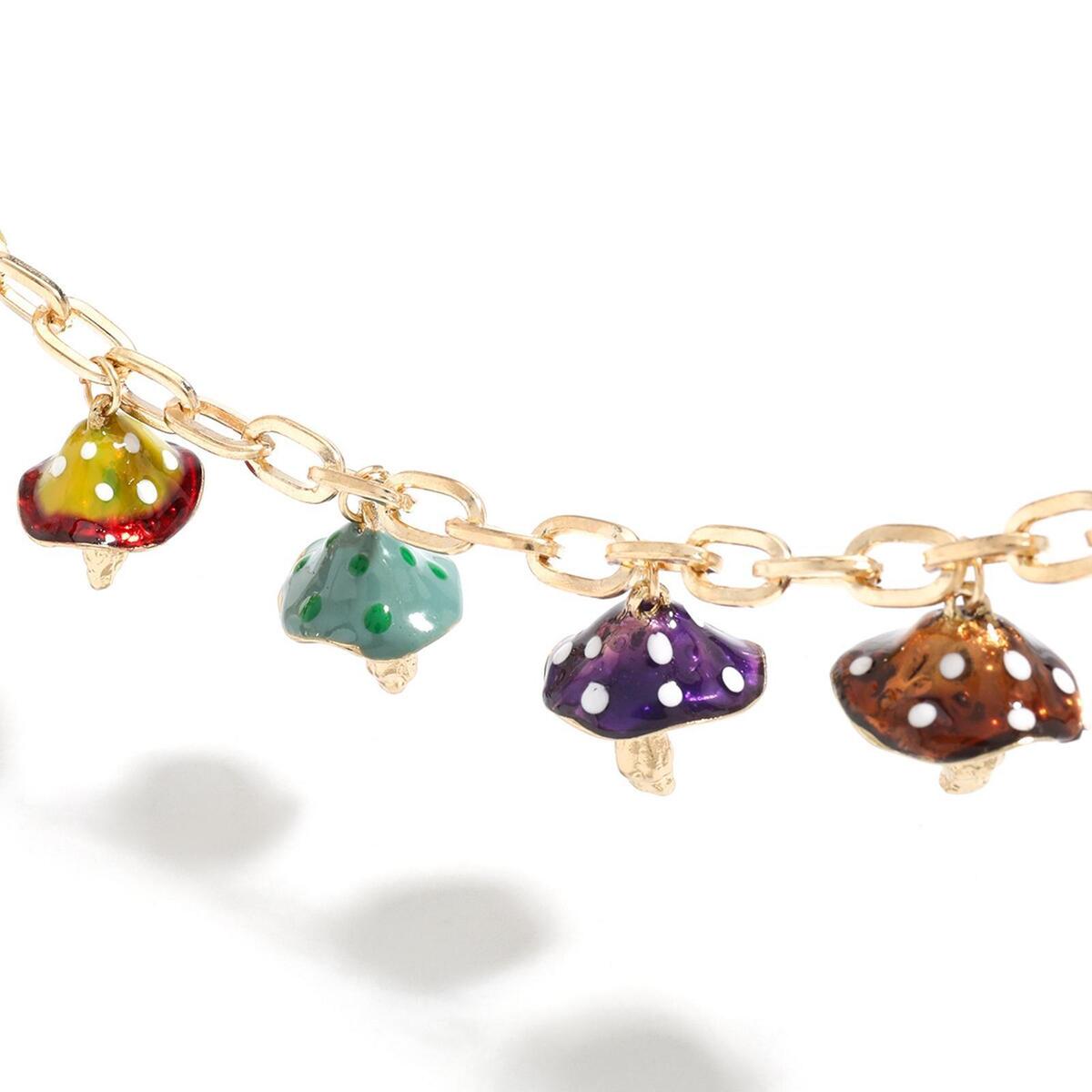 Mushroom Pendant Necklace Fashion with Extension Chain Colorful for Women
