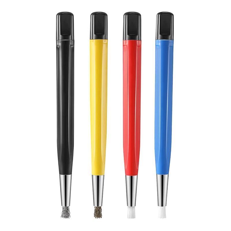 Portable Scratch Brush Pen Set Fiber-glass Steel Brass Nylon Pen Style Sanding
