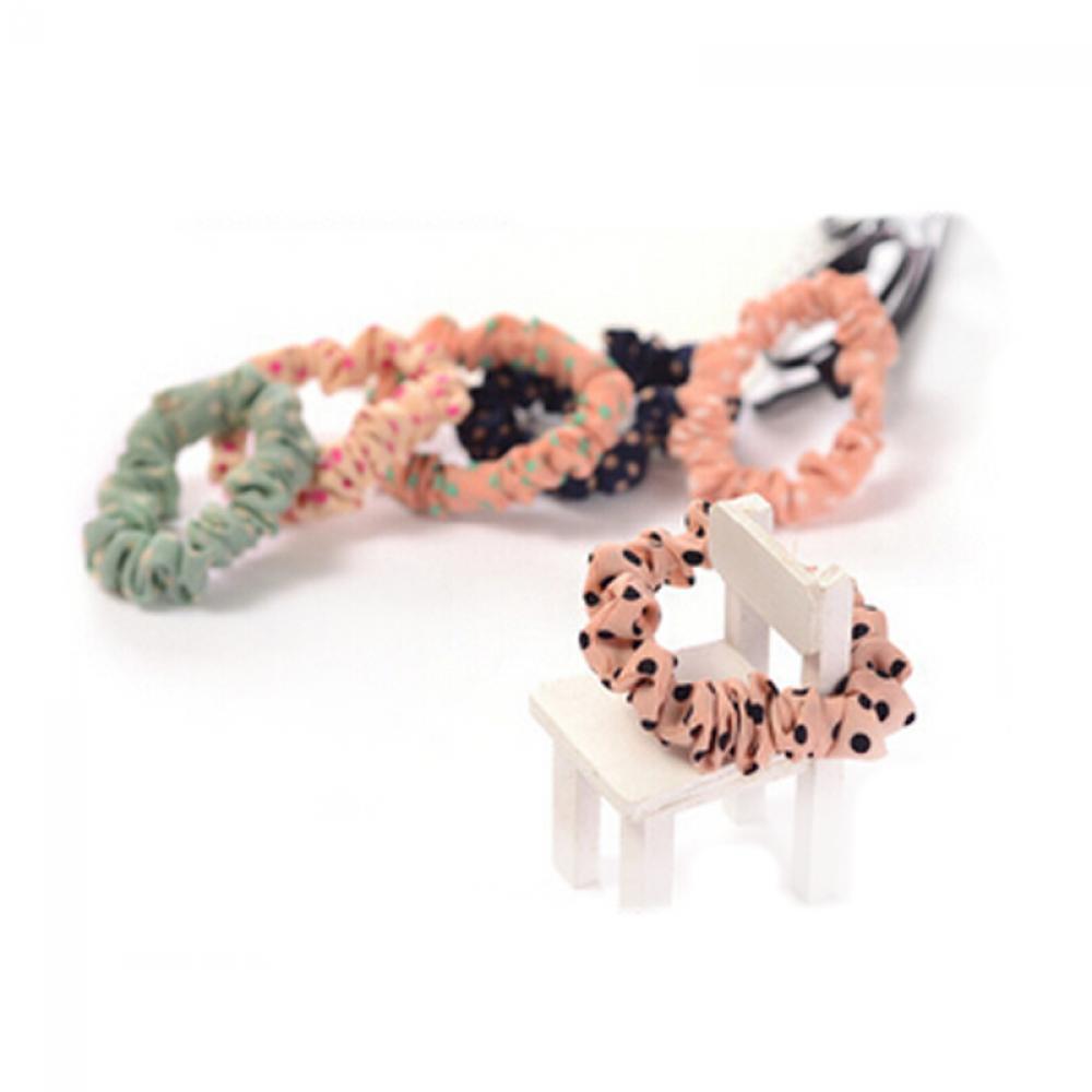 Fashion Elastic Girl Hair Band Rope Ponytail Holder Scrunchie Dot Print