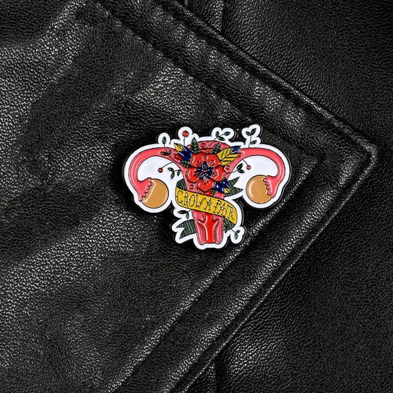 Uterine Medicine Brooches Feminist Uterus Rose Enamel Pin Decor for DIY Scarves