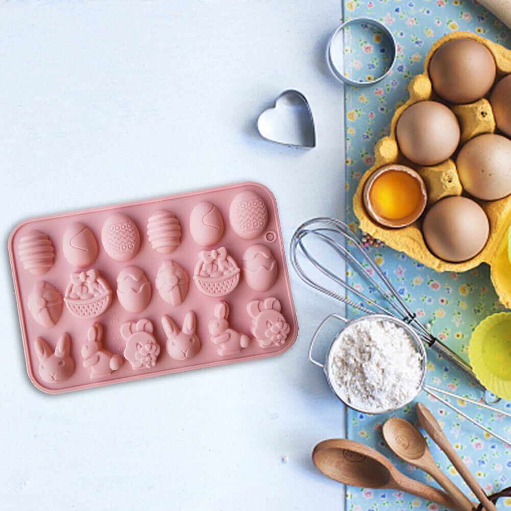Easter Mold Bunny Eggs Silicone Baking Mould Pudding Tray Pastry Tools
