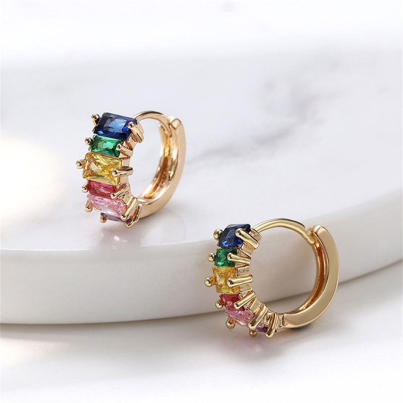 Zircon Hoop Earrings 10mm for Women Girl Valentine Birthday Gift Wedding Favors