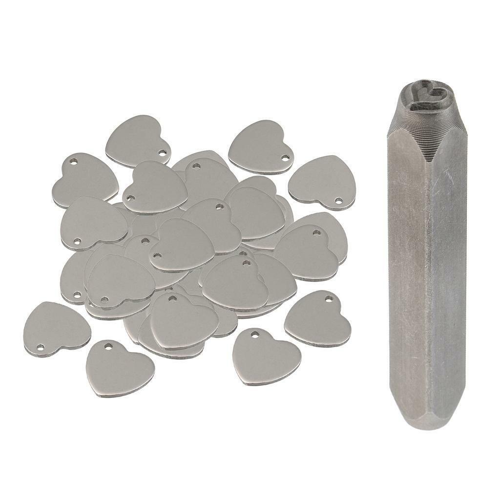 51x  Flat Heart Blank Stamping Charms Pendants Stamp Punch Jewelry Tool