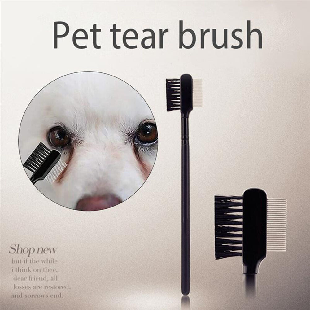 Pet Eye Comb Tear Stain Remover Double-Sided Eye Brush for Dog Cat (Black)