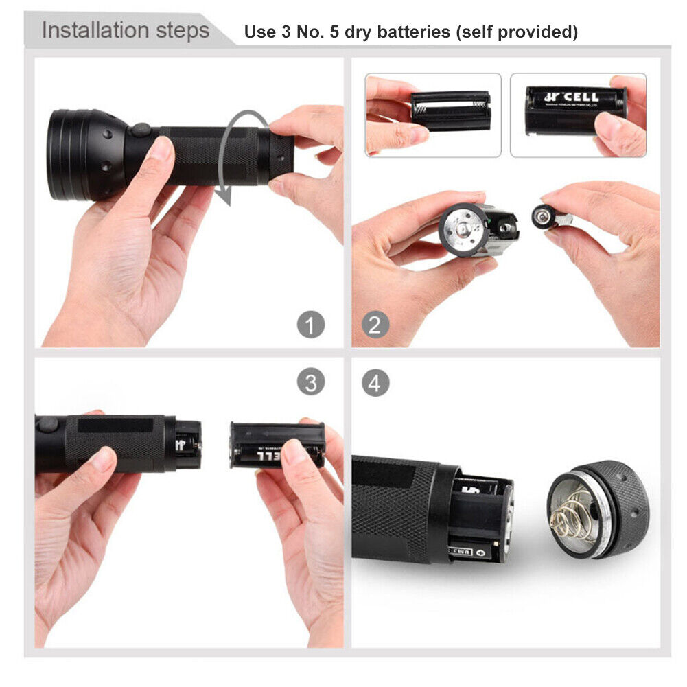 Ultraviolet Torch Waterproof 395-400nm 51 LED UV Detection Flashlight Lamp