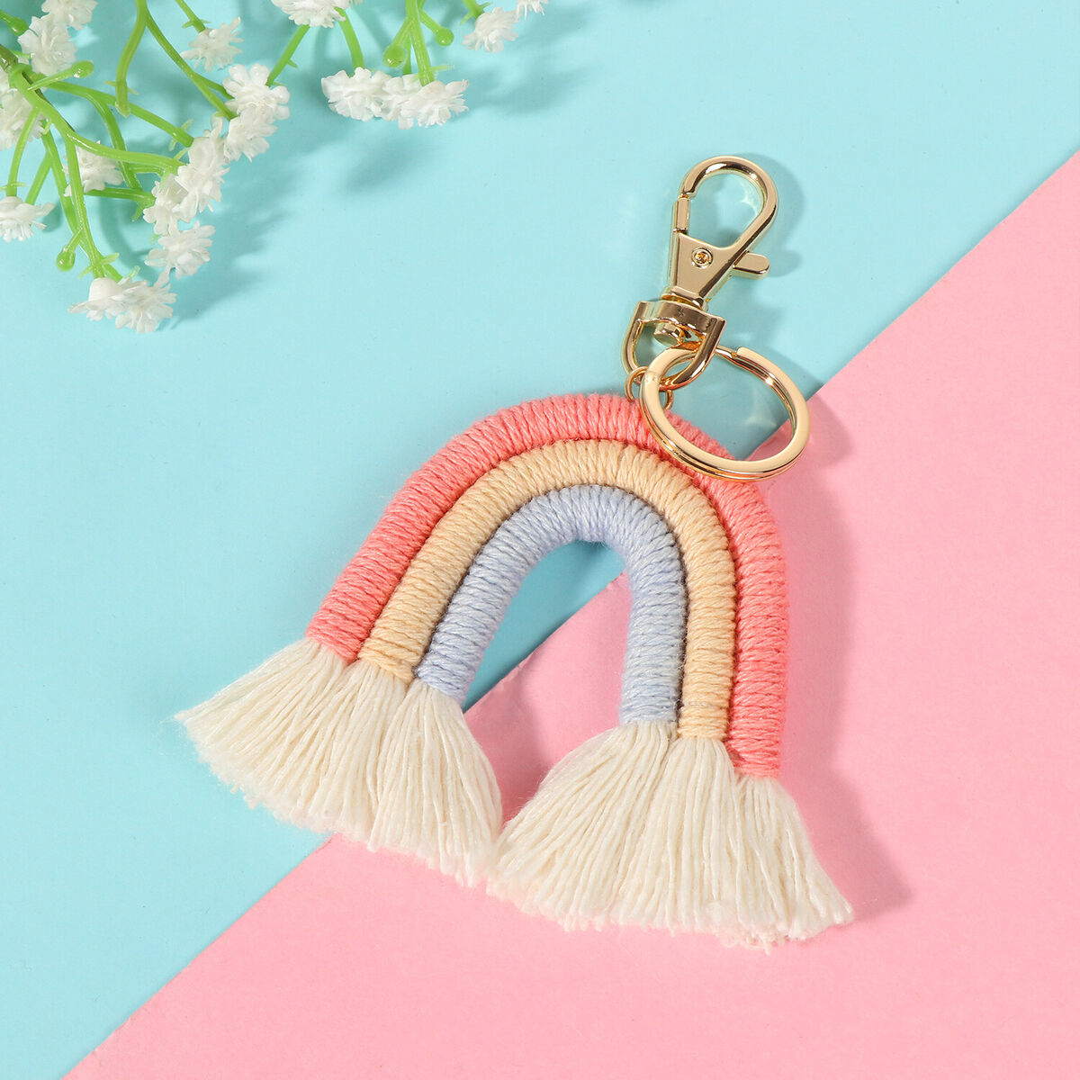 Keychain Handbag Charms Rainbow Keychain Tassel Car Keyring Holder Bohemian