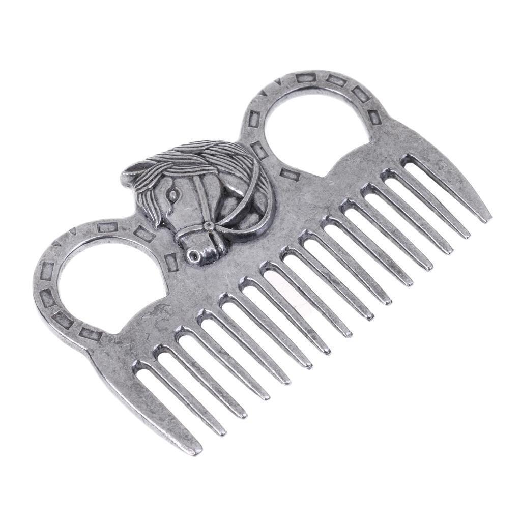 Prettyia Stainless  Grooming Comb Equestrian Hair Currycomb Tool