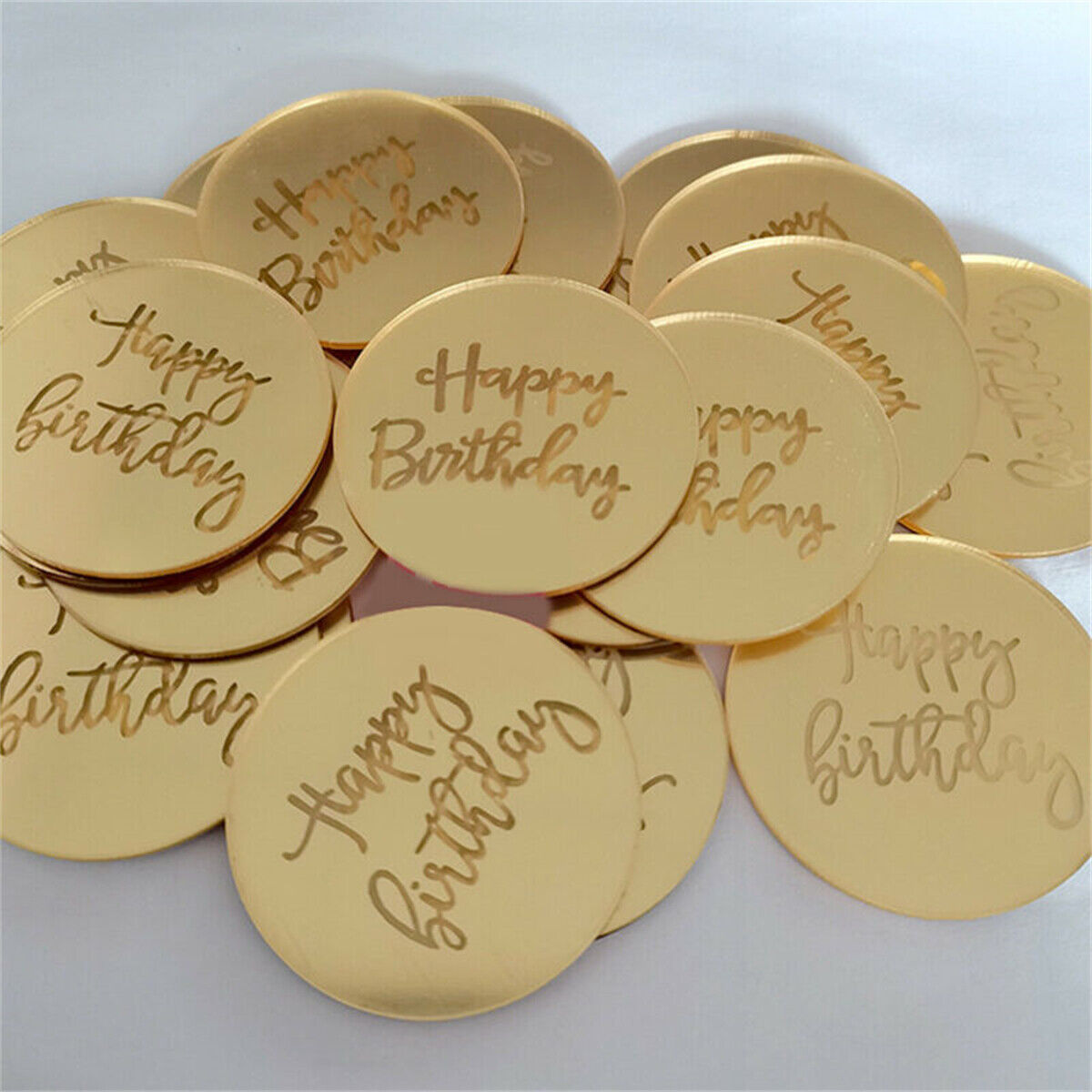 5Pcs Happy Birthday Cupcake Topper Acrylic for Birthday Party Cake Decoration