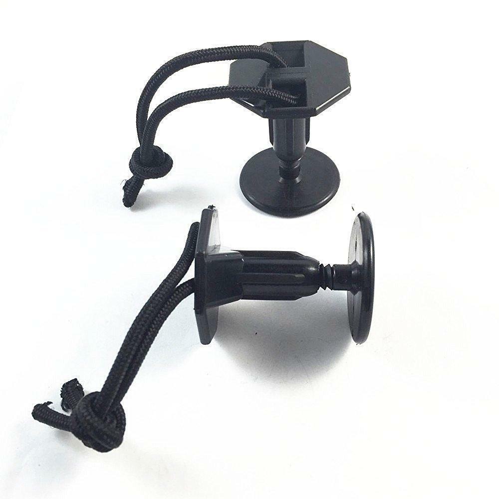 6pcs Black Plastic  Surfboard Surf Leash Plugs Attachment W/ Cord