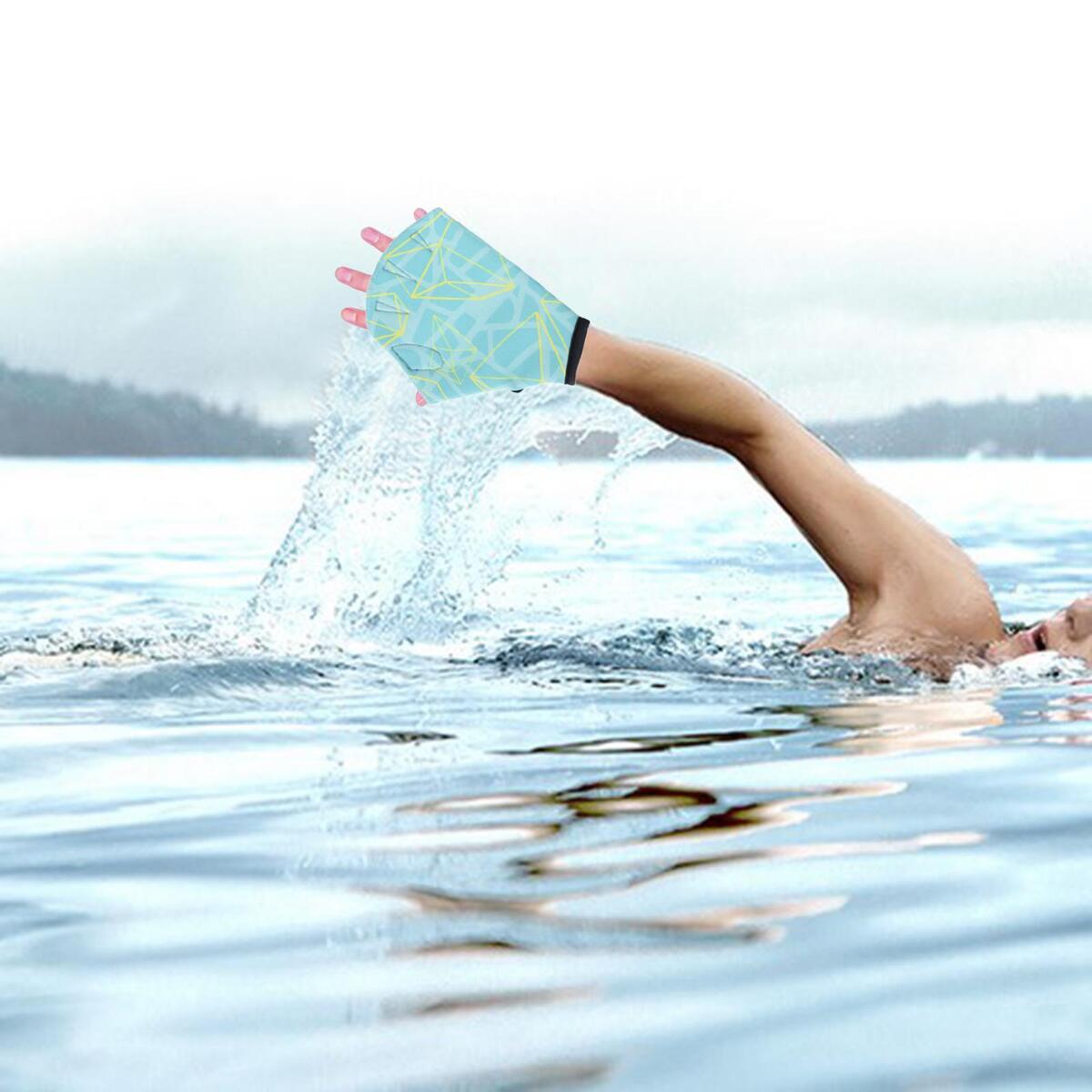 Swimming Webbed Gloves Snorkeling Swim Training Gloves Diving Hand fin Green S