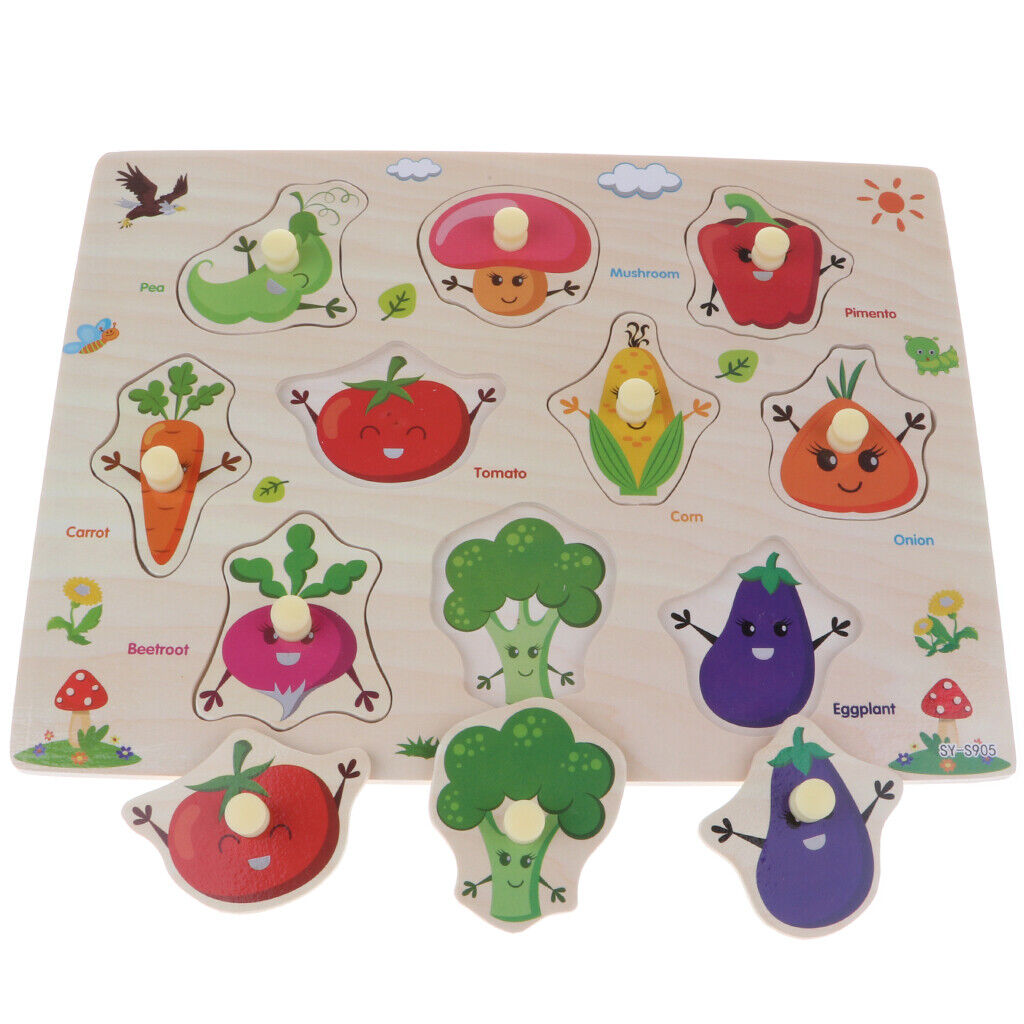 2PCS Wooden Peg Puzzles Educational and Learning Puzzle  Children -
