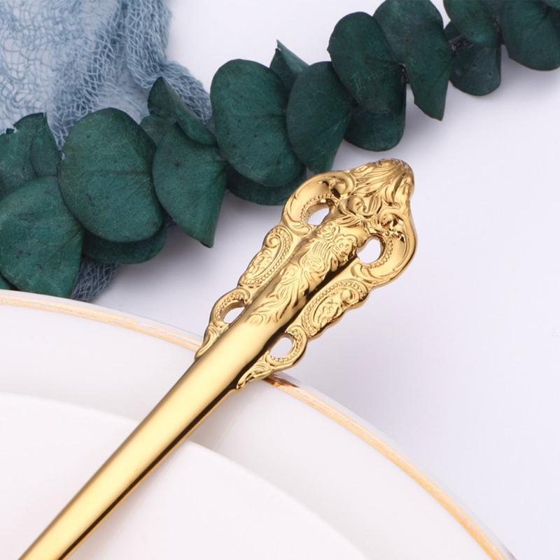 Stainless Steel Soup Spoon Long Handle Home Drink Round Soup Scoop Light Luxury
