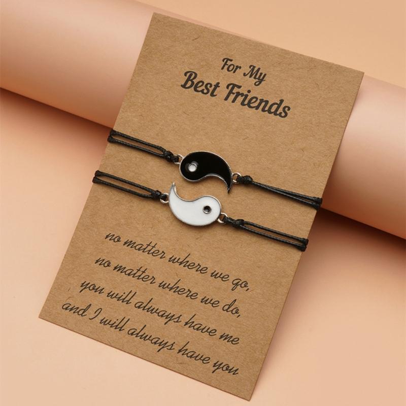 Best Friends Bracelet Ethnic Style Yin and Yang Gossip Adjustable Card Bracelet