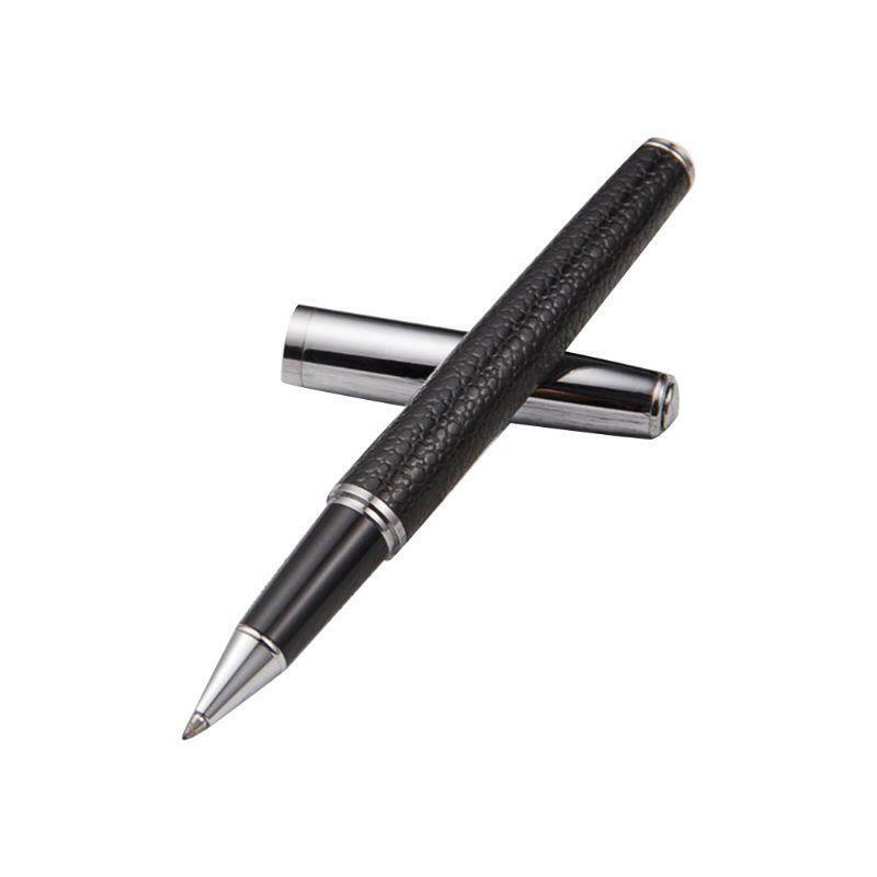 Business Pen 0.5mm Black Ink Leather Metal Ballpoint Pen Student Stationery Gift