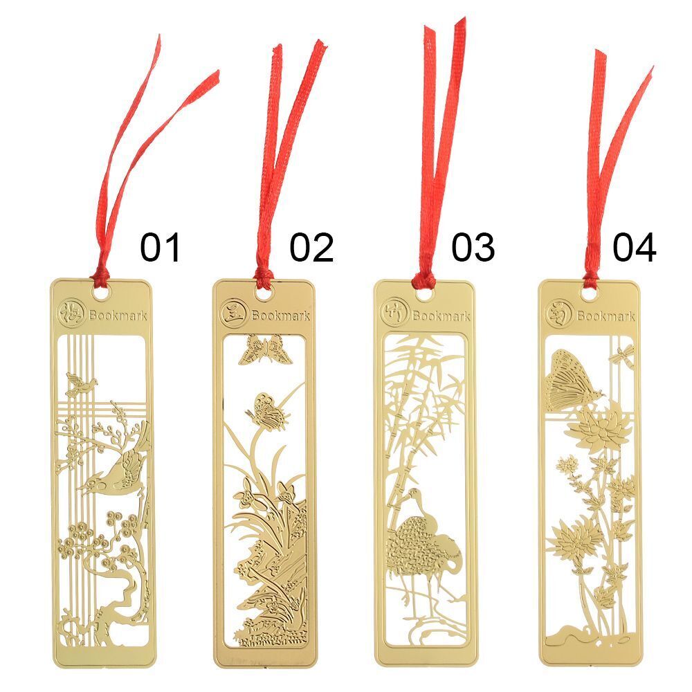 Chinese Style Stationery Book Clip Hollow Out Pagination Mark Brass Bookmark