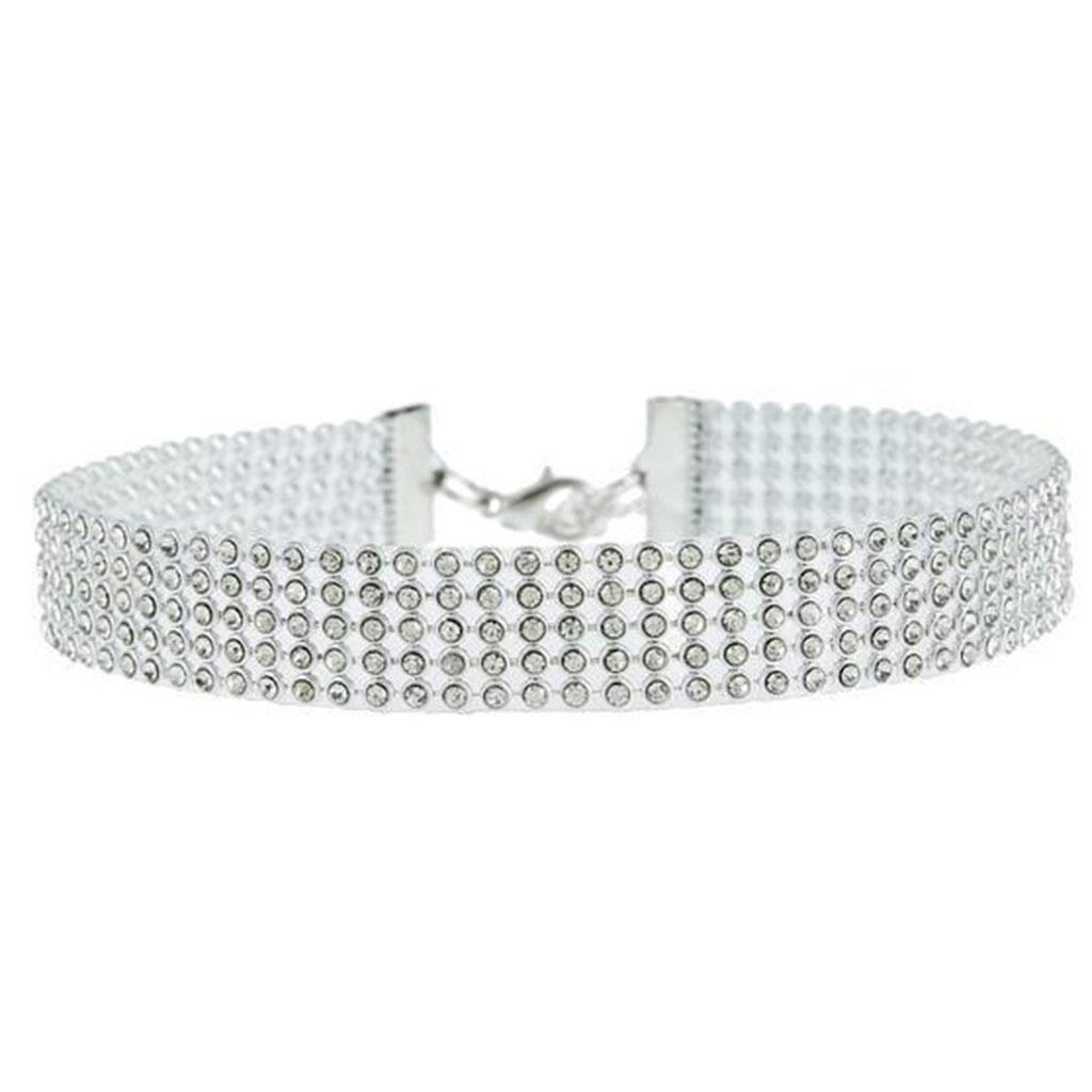 4Pcs Choker Collar Necklace  Rhinestones Shiny for Statement Men