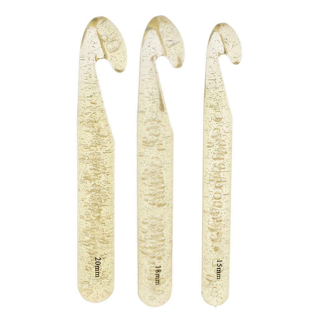 3Pcs Large Plastic Crochet Hooks Knitting Needles Sewing Tools 15 18 20mm
