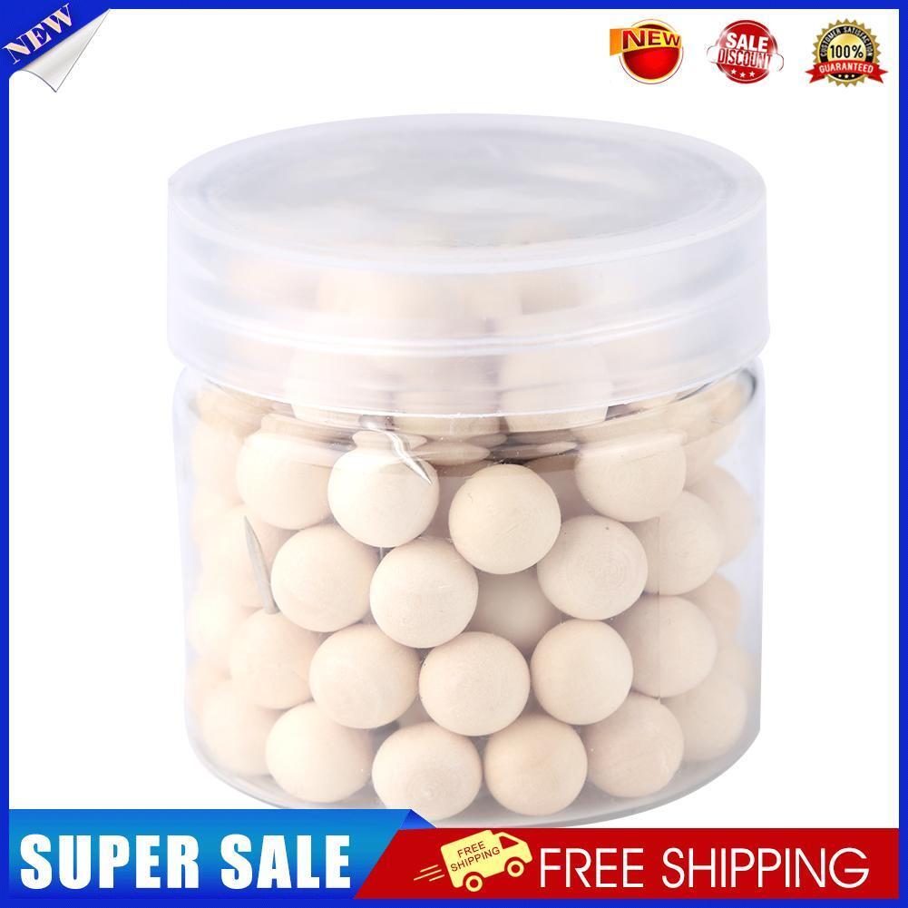Wooden Thumbtack Drawing Push Pins Wood Head Positioning Nail (100pcs Round