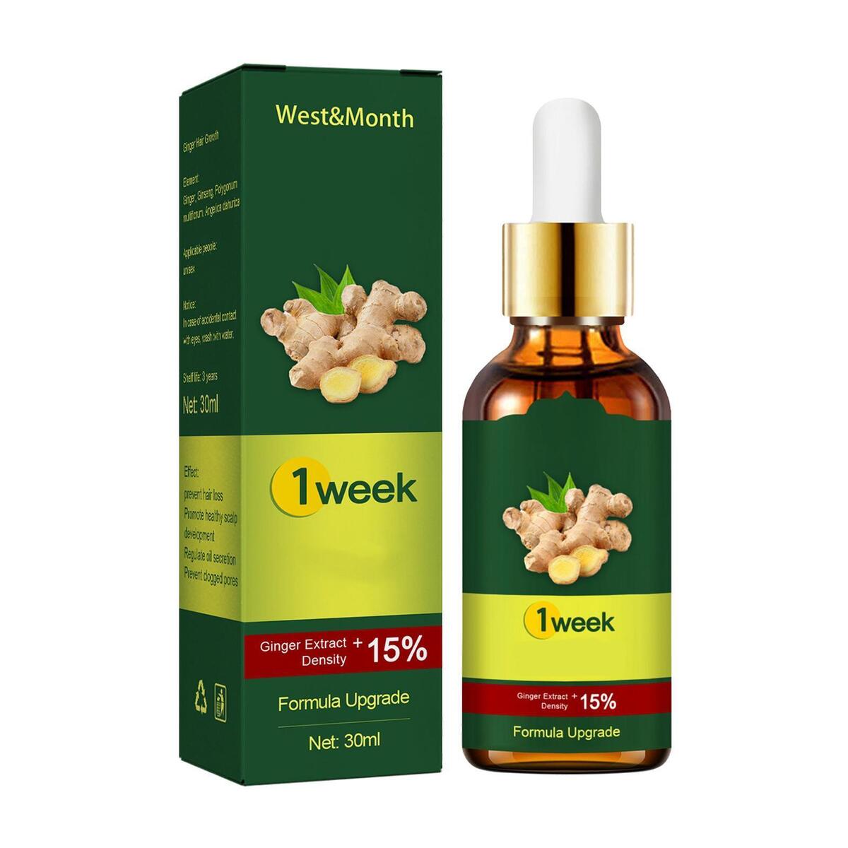 30ml Ginger Hair Growth Serum, Stop Hair Loss Repair Damaged Hair for Dry and
