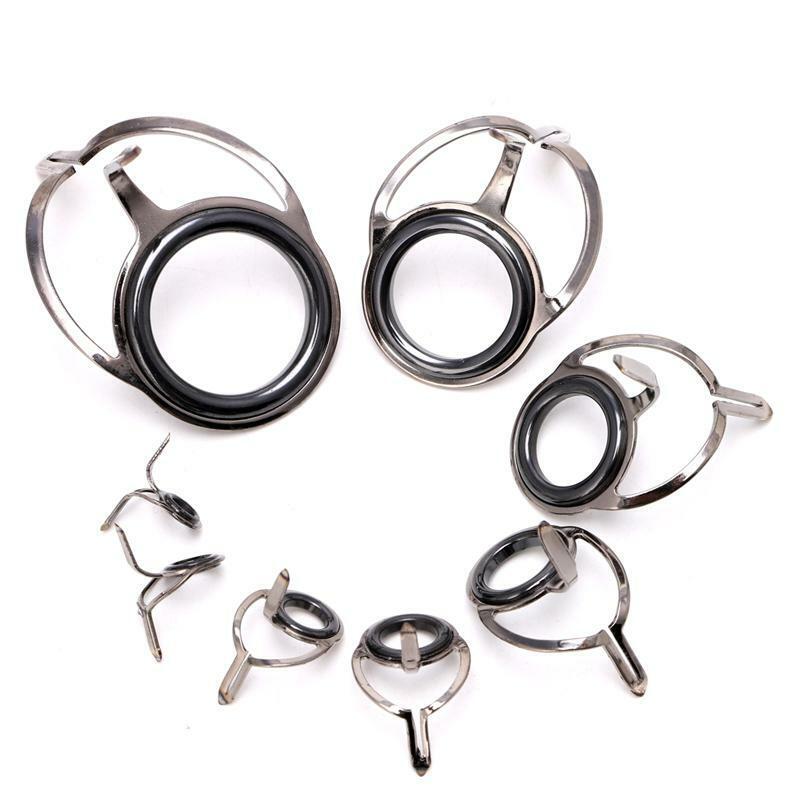 8Pcs 6# - 30# Stainless Steel Eye Rings Fishing Rod Guides Tips Line Repair Kit