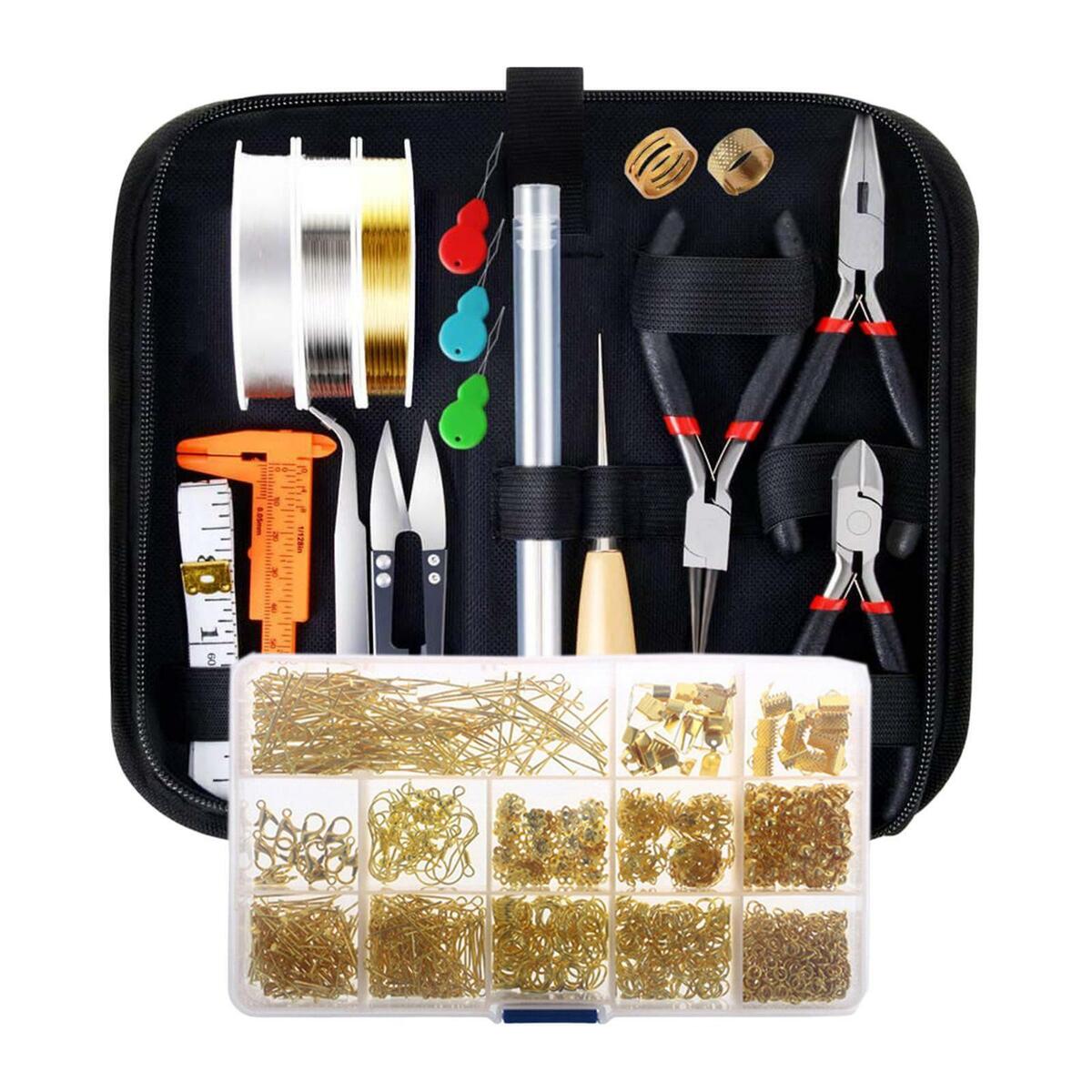 Jewelry   Kit with Pliers Jewelry Findings Craft with Zipper Case