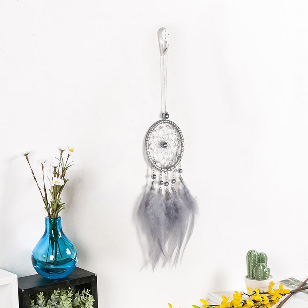 Beads Feathers Handmade Dreamcatcher Dream Catcher Net Home Decor (Grey)