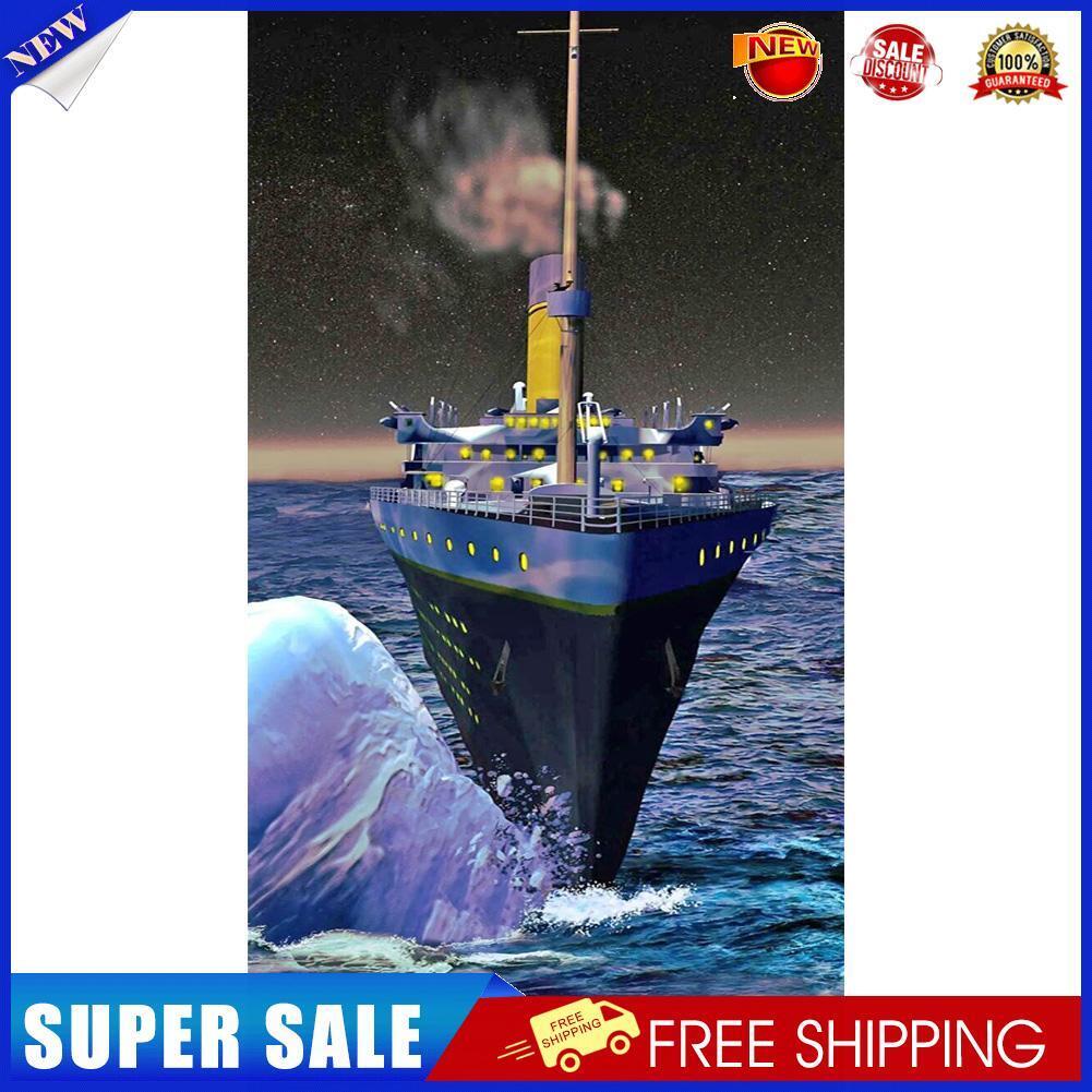 DIY 5D Mosaic Ship Sea Full Round Drill Landscape Rhinestone Painting Kit