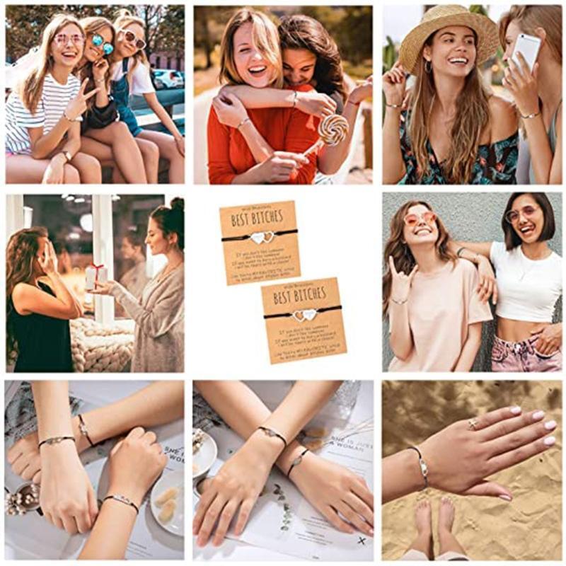 2Pieces/Set Woven Bracelet Promise Friendship Bracelets for Best Friend Birthday