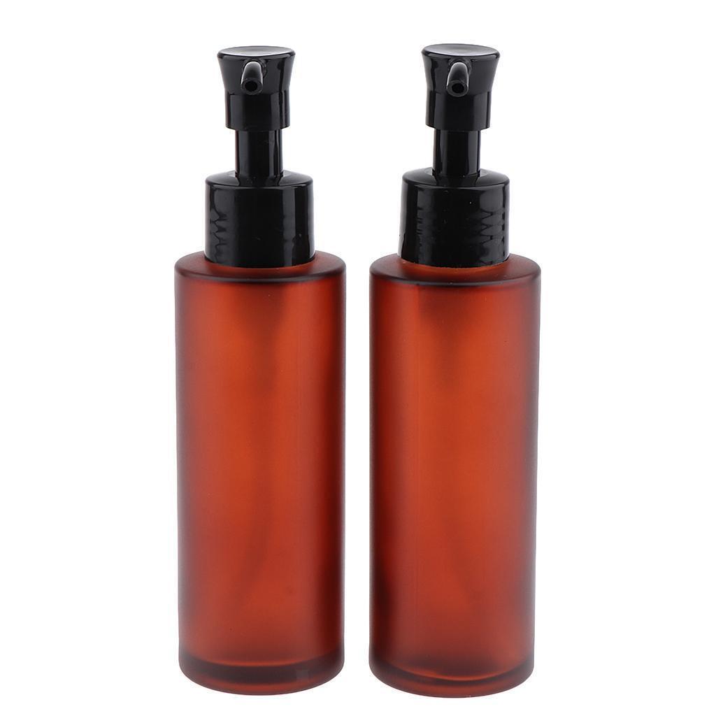 4pcs Empty Glass Pump Bottle Refillable Cosmetic Lotions Bottle 100ml 60ml
