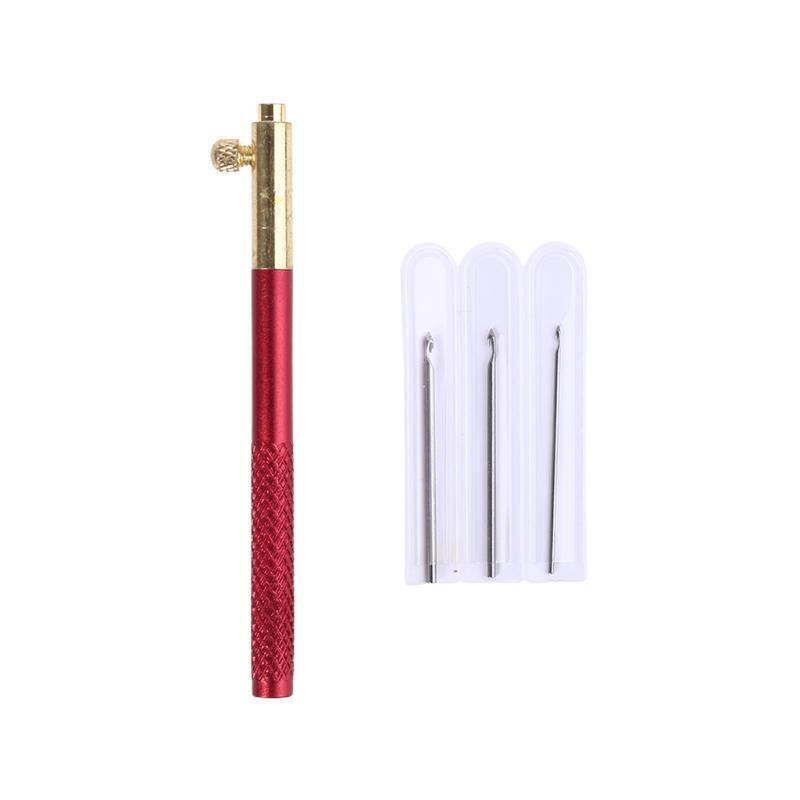 3 Pcs Embroidery Crochet Hooks with 9 Needles Wooden Handle French Tambour Hooks
