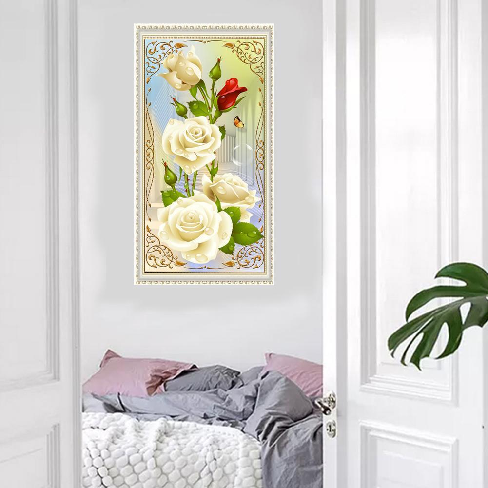 White Rose 5D Diamond Painting Embroidery DIY Cross Stitch Craft Home Decor