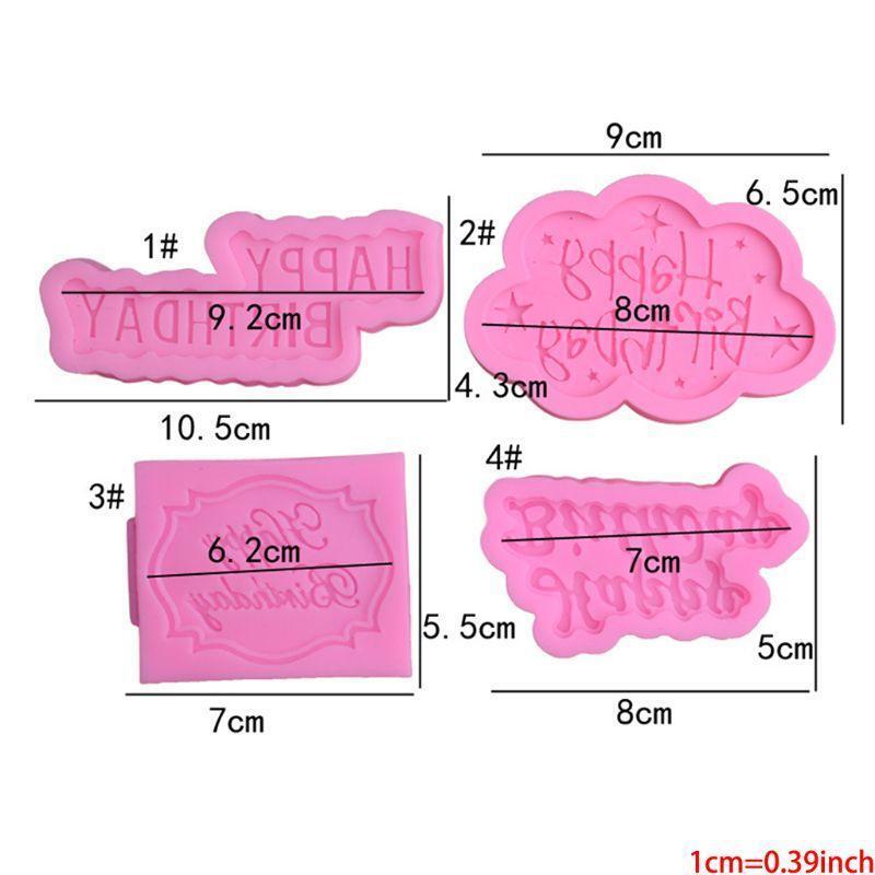 4 PCS Happy Birthday English Letters Silicone Mold Alphabet Cake Decoration